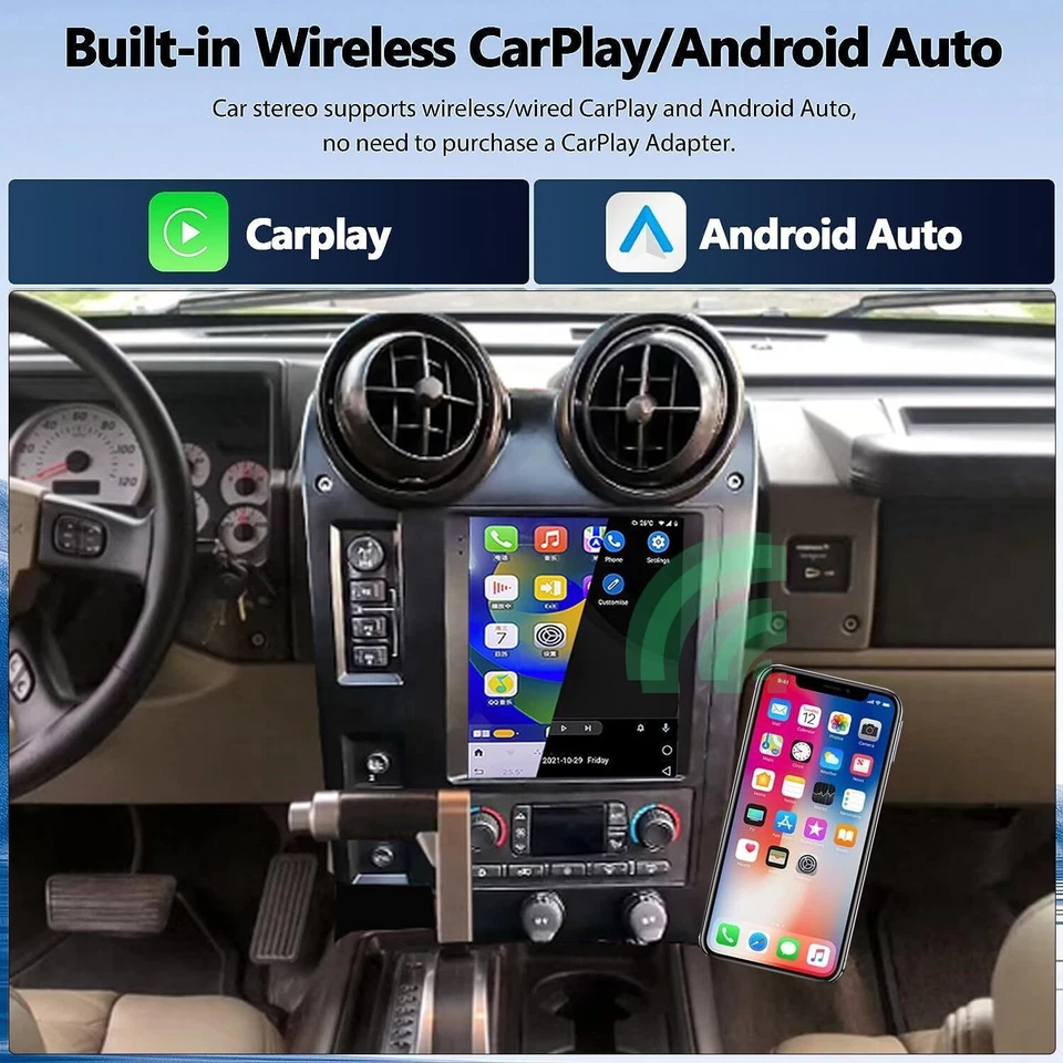 4+64GB 9.7" Android 14 Carplay Car Radio Stereo GPS Navi For Hummer H2 2002-2007 - Image 4 of 4