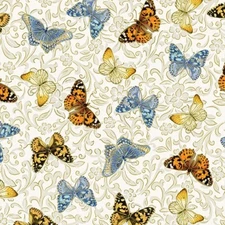 Dream Fields Fabric | Kanvas Studio Butterfly Garden Toss Cream  | Yard