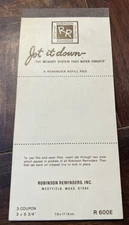 Vtg Robinson Reminder Perforated Note Pad Jot It Down Memory System
