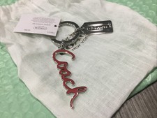 NWT Coach Red Script Silver Key Chain Fob Charm F92111 Rare