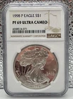1998-P American Silver Eagle $1 NGC PF69 Ultra Cameo 1 oz .999 Silver