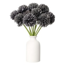 10pcs Artificial Chrysanthemum Ball Flowers Faux Mum Flower Bouquet, Grey