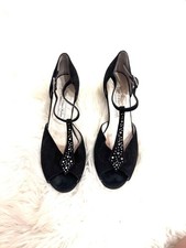 Werner Kern Claudia dance shoes suede T strap Rhinestones Sz 8