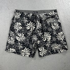 Hurley Board Shorts Mens 38 Black Floral Hawaiian Tropical Beach Surf Swim
