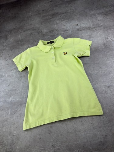 Lyle & Scott, Lyle & Scott Vintage Polo Shirt Womens M Light Green Yellow Neon Excellent Condition Retro