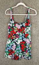 Old Navy Linen Blend Mini Cami Dress Womens M Petite Bright Multi Floral Pockets