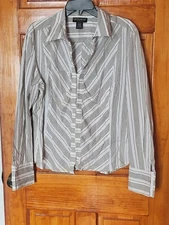 Metro Style Women’s White Black Striped Top Blouse Shirt Size 20 Cotton Blend 