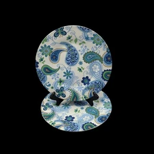 Royal Norfolk Blue & Green Paisley 10” Dinner Plates Set of 2