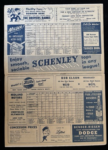 1951 Chicsgo White Sox Program Mickey Mantle Rookie 2 Hits/Comiskey Scored Vg⚾️ - Picture 2 of 6