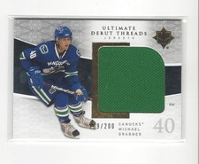 2009-10 Ultimate Collection Debut Threads Michael Grabner JERSEY Canucks /200