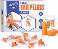 Quality Foam Ear Plugs 10 Pair - 32dB Soft Foam Earplugs for Sleeping Noise