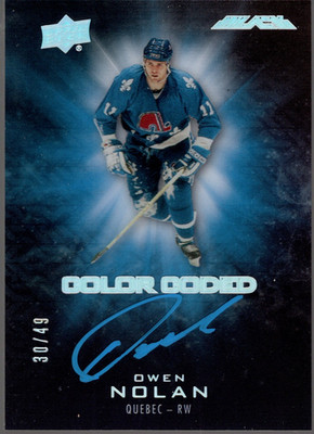 OWEN NOLAN 2016-17 Upper Deck UD Black Color Coded #/49 Signatures Auto Quebec