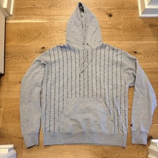 Men's Champion Powerblend All Over Logo Fleece Hoodie Men s Large Grey Gray