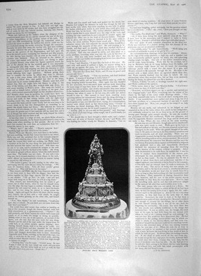 Original Old Antique Print 1906 Princess Ena Wedding Cake Madrid Spain Kingston