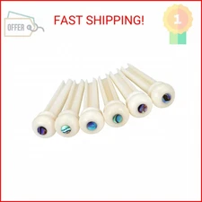 Blisstime 6pcs Guitar Bone Bridge Pins Replacement Parts with Abalone Dot