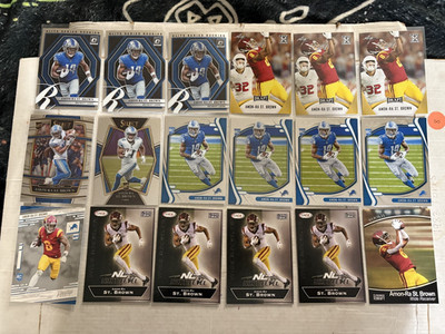(18) Amon-Ra St Brown Football Cards 2021 RC Rookie Inserts Lions Lot Collection