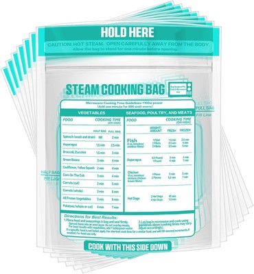 200 Pack Zipper Microwave Steam Bags Reusable Cooking for clear 