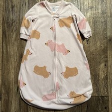 Carter s Baby Sleep Sack 6-9M Pink Brown Bear Fleece Wearable Blanket Zip Up