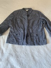 Liz Claiborne Women's Gray Tweed Career Blazer 3/4 Sleeves Jacket Size M