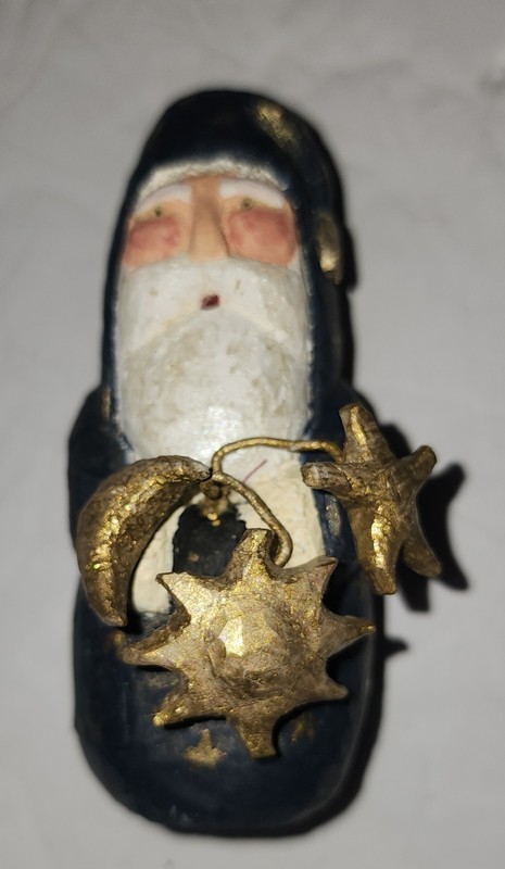 Vintage '95 Hand Carved, Painted & Signed 4" Wood Father Christmas Figurine