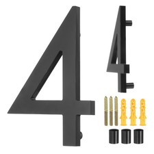 5" Acrylic Modern Floating House Numbers for Outside Address Number 4, Black 