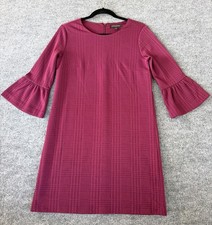 Banana Republic Dress Small Burgundy Textured Bell-Sleeve Shift Dress Magenta