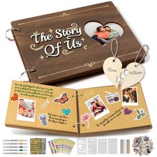 Valentines Day Couples Photo Album Scrapbook - 111PCS The Story of Us Wooden ...
