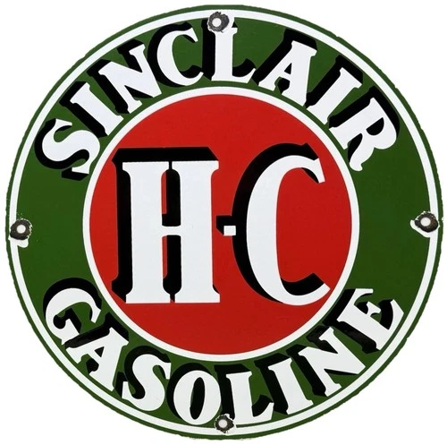 VINTAGE SINCLAIR H-C GASOLINE PORCELAIN SIGN DEALERSHIP GAS STATION MOTOR OIL