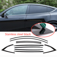 Stainless black Car Window Strip Cover Trim 10P Fit For 2020-2023 Tesla Model Y