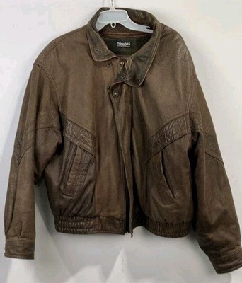 Vintage 80s Leather Indiana Jones Bomber Motorcycle Jacket SZ XL Adventure Bound