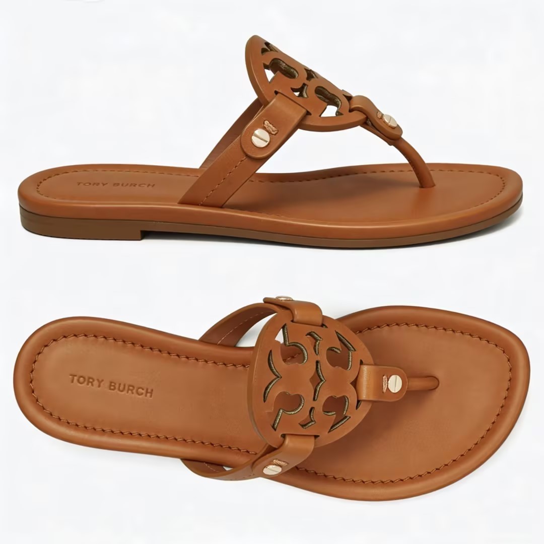 Tory Burch Miller Sandal Vintage Vachetta Soft Calf Leather Patent Women's US 8 thumbnail 4