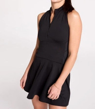 Womens CALIA POWERMOVE Court Pickleball Tennis Sleeveless Mesh Side Dress Black