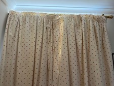 Lined Pencil Pleat Cream Curtains with Dusty Pink Polkadots Extra Long