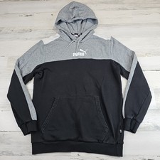 Puma Sweatshirt Hoodie Youth Small Black Gray Hooded Long Sleeve Soft