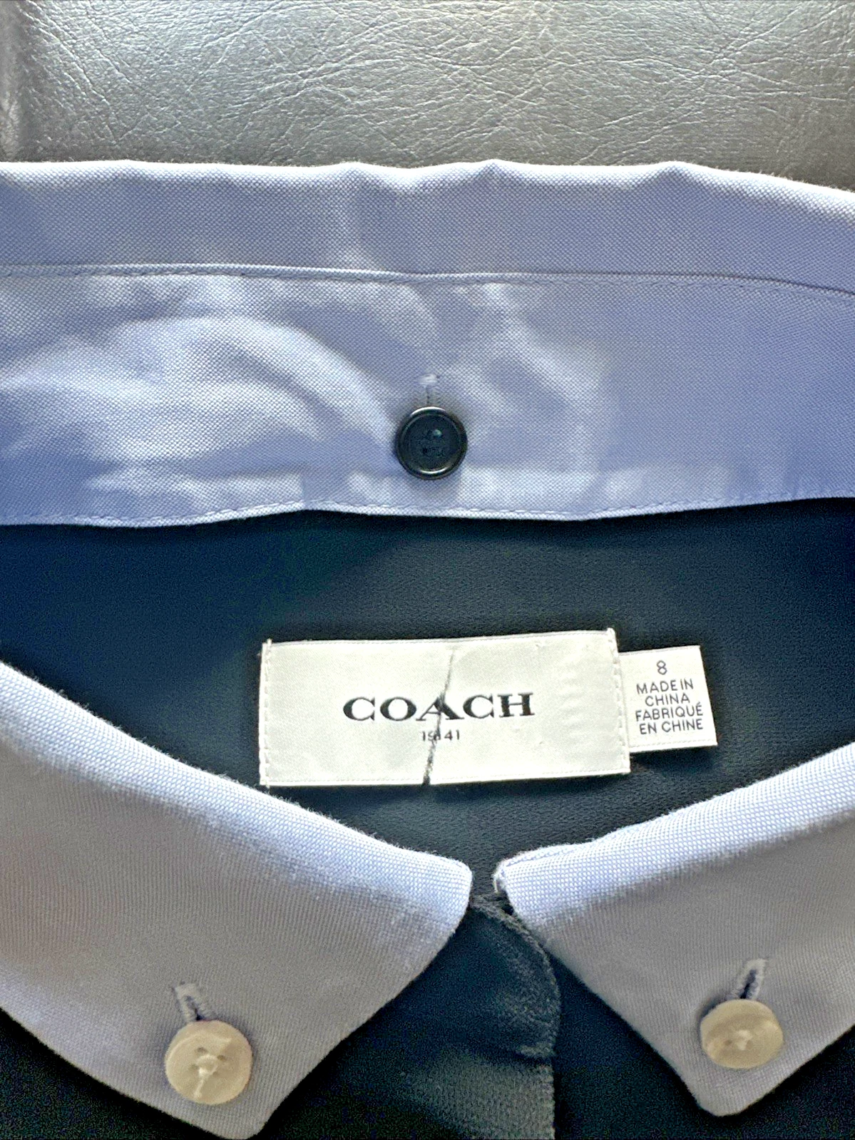 Abito Camicia Coach Donna Taglia 8 Nero Bottoni Svasato Collo Rimovibile Nero