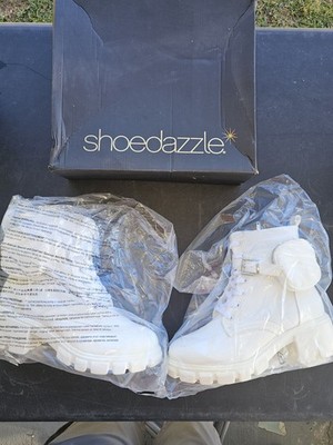 SHOEDAZZLE WOMEN'S TANZI LUG SOLE BOOTIE WHITE US SIZE 11 WOMENS NEW IN BOX!!