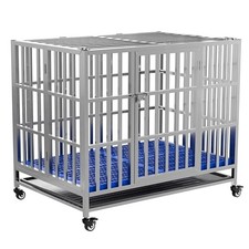 FOQUALY COLLAPSIBLE STAINLESS STEEL DOG CRATE - 37" - STAINLESS STEEL