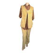 1970s John Crespo for Niagara Golden Corduroy 2-Piece Set Vest, Pants, Size 36
