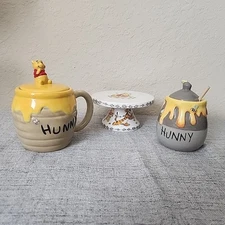 Disney 3 piece Winnie The Pooh Tea set With Pedestal, Teacup, & Honey