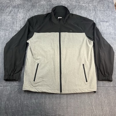 Travis Mathew Jacket Mens 2XL Gray Black Full Zip Performance Golf Windbreaker