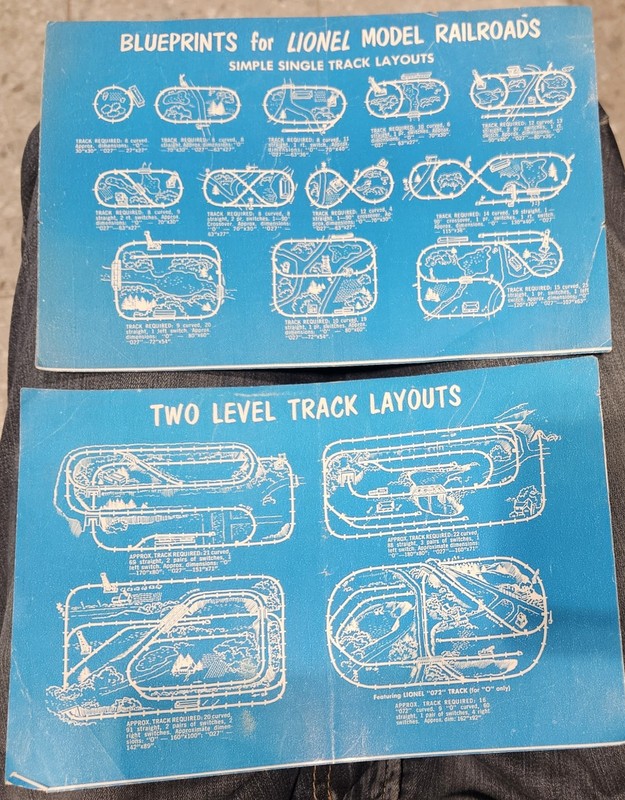 2   1950s LIONEL TRAINS Single Double Mainline Railroad Track Layout Sheets 