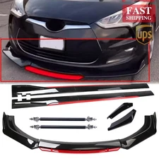 For Hyundai Veloster Front Bumper Lip Spoiler Splitter Side Skirt Glossy Black
