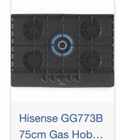 Hisense GG773B Built In 75cm 5 Burners Black Gas Hob