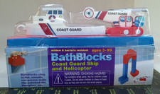 Bath Blocks USCG Boat Helicopter Set by Just Think Toys Smooth Surface Cling NEW