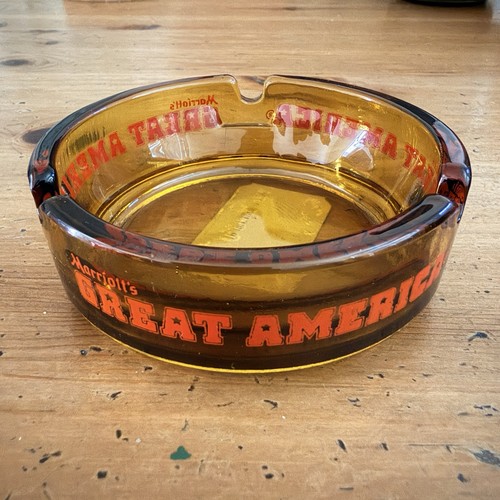 Vintage Marriott's Great America Ashtray Amber Glass Souvenir 3.5" Theme Park