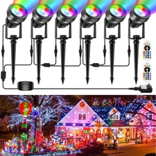 RGBW Color Changing Landscape Lighting,12V Low Voltage Landscape Lights Spotl...