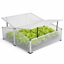 Gewächshaus Frühbeet mit Doppeldach Alu Frühbeetkasten Treibhaus 120x100x40/30cm