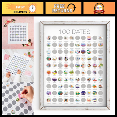 100 Date Scratch Off Poster - Date Night Ideas & Anniversary Wish List for Coupl