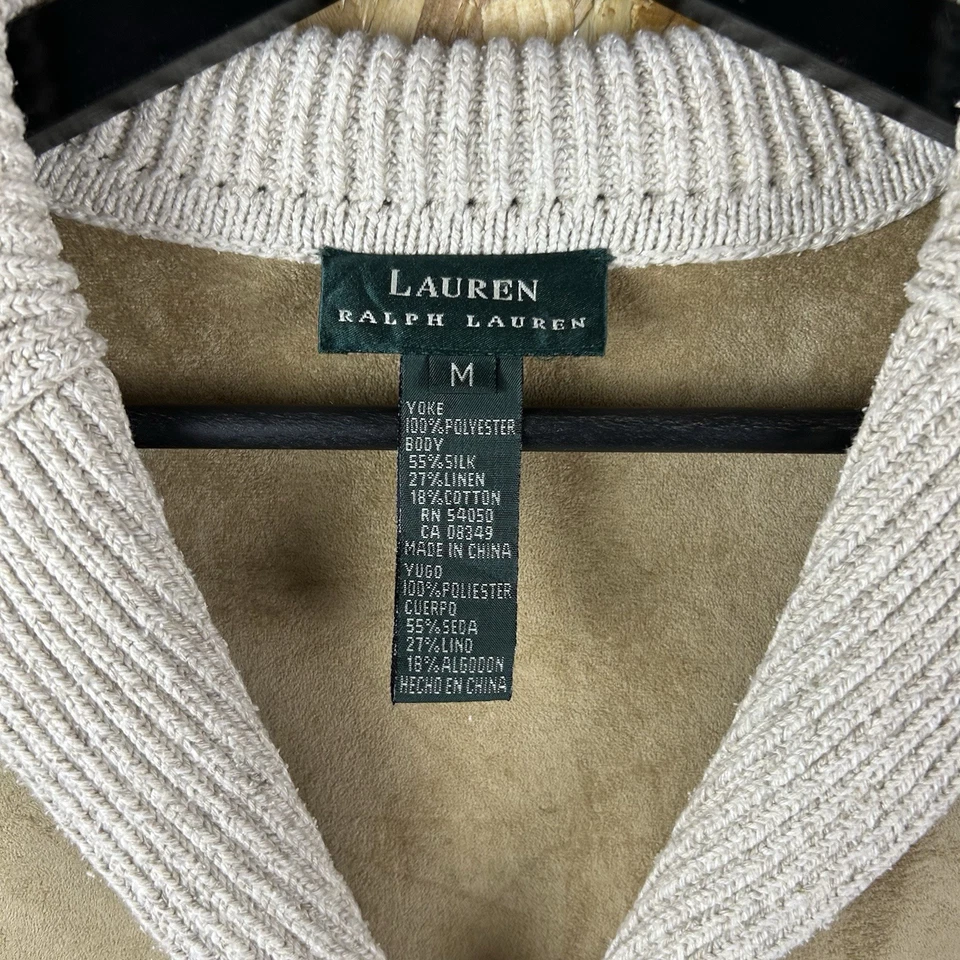 Ralph Lauren Cárdigan Chaqueta Yugo Terciopelo Seda Mezcla Lino Mediano Foto 2 de 4