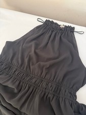 H&M Black Chiffon Cocktail Dress High Neck Ruffle UK XL